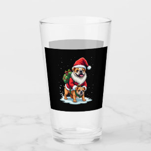 Gnome Riding English Bulldog Christmas Xmas Boys G Glass