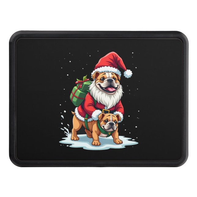 Gnome Riding English Bulldog Christmas Xmas Boys G Hitch Cover (Front)