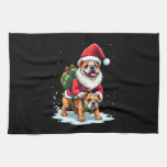 Gnome Riding English Bulldog Christmas Xmas Boys G Kitchen Towel