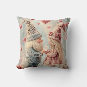 Gnome Romance: Valentine's Day Gnome Couple Throw Pillow