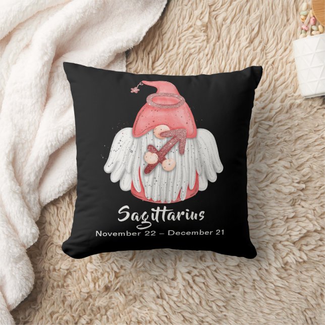 Gnome Sagittarius Astrology Sign Angel Throw Pillow (Blanket)