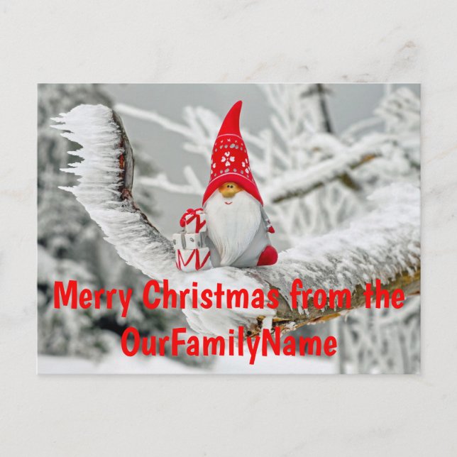 Gnome Santa Christmas Customize Postcard (Front)