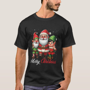 Gnome Santa Claus Elf Friends Santa Hat Merry Chri T-Shirt