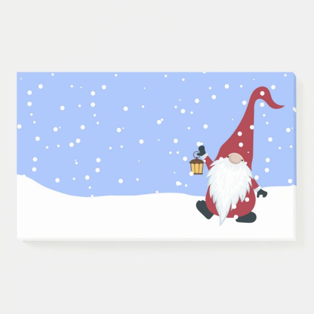 Gnome, Santa Hat, Snow, Winter Note (Front)