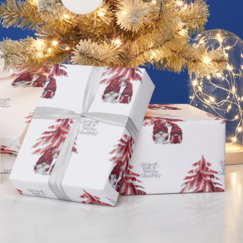 Gnome Santa  Mrs Claus Wrapping Paper