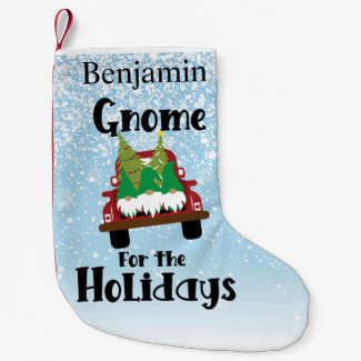 Gnome Scandinavian Christmas Holiday Vintage Truck Small Christmas Stocking