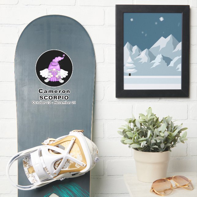 Gnome Scorpio Astrology Sign Angel 8" Vinyl Sticker (Snowboard)