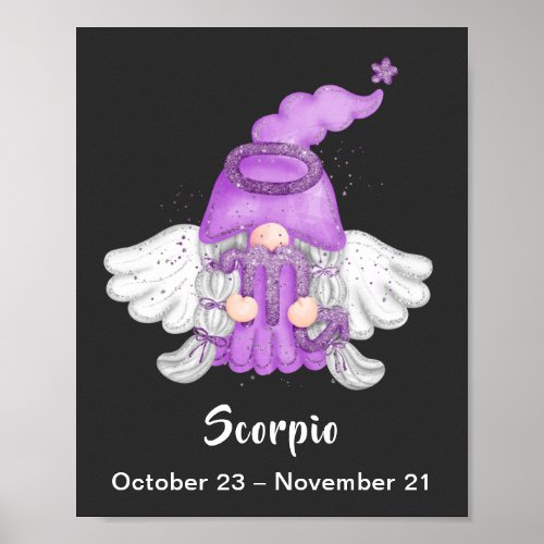 Gnome Scorpio Astrology Sign Angel 8 x 10 Poster