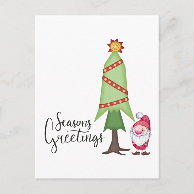 Gnome Seasons Greetings Holiday Postcard (Front)