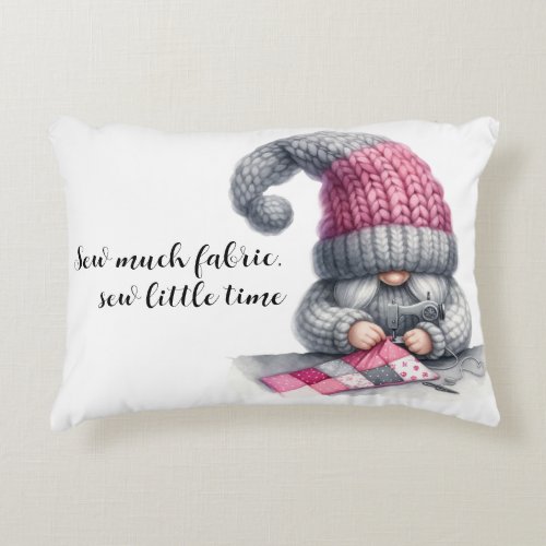 Gnome Sewing Crafting Accent Pillow