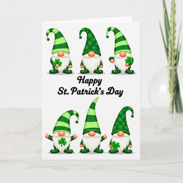 Gnome Shamrock Glitter Texture Card (Front)