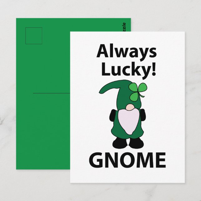 Gnome Shamrock Lucky St Patricks Day Gnome Postcard (Front/Back)