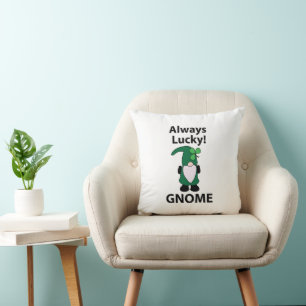 Gnome Shamrock Lucky St Patricks Day Gnome Throw Pillow