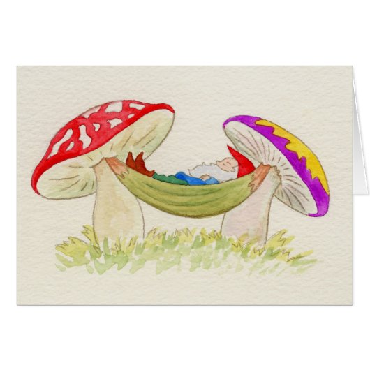 Gnome sleeping on hammock cards (Front Horizontal)