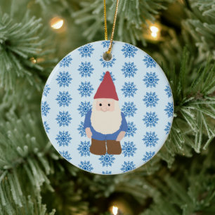 Gnome Snowflake Illustration Art Ceramic Ornament