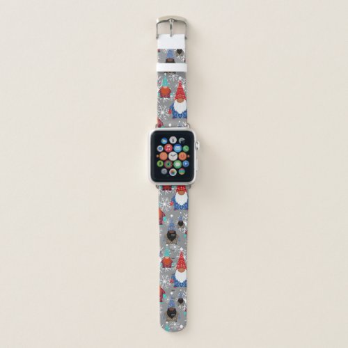 Gnome Snowflake Illustrations Christmas Pattern Apple Watch Band