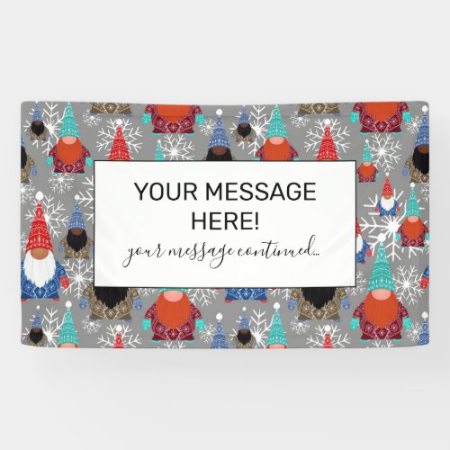 Gnome Snowflake Illustrations Christmas Pattern Banner