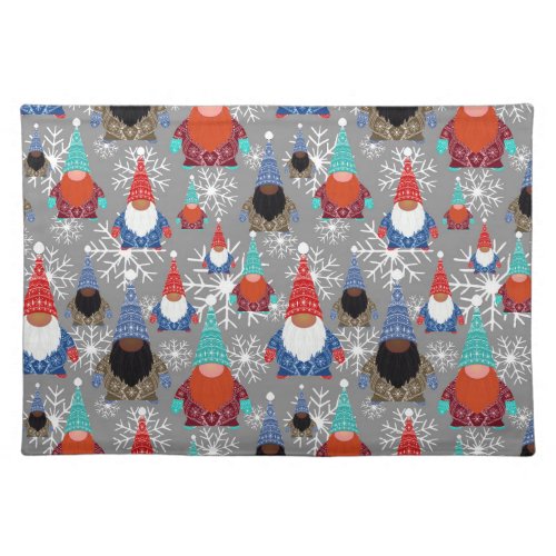 Gnome Snowflake Illustrations Christmas Pattern Cloth Placemat
