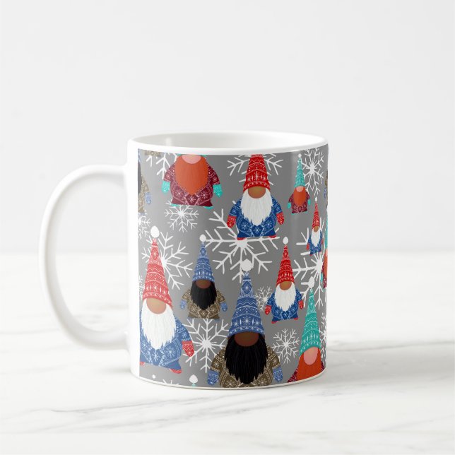 Gnome Snowflake Illustrations Christmas Pattern Coffee Mug (Left)