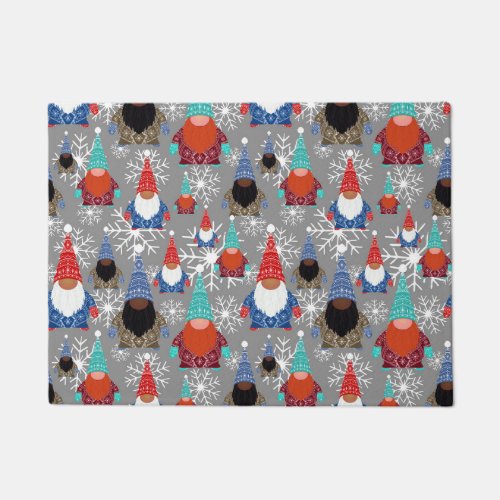Gnome Snowflake Illustrations Christmas Pattern Doormat