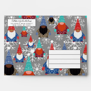 Gnome Snowflake Illustrations Christmas Pattern Envelope