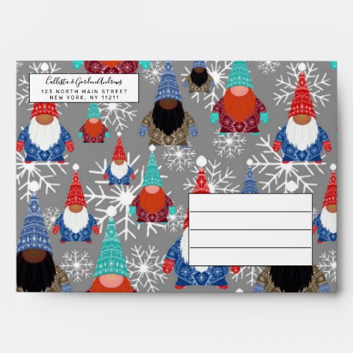 Gnome Snowflake Illustrations Christmas Pattern Envelope