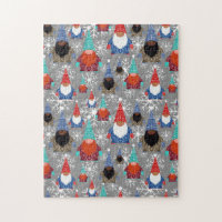 Gnome Snowflake Illustrations Christmas Pattern