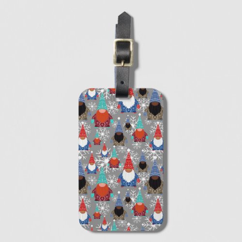 Gnome Snowflake Illustrations Christmas Pattern Luggage Tag