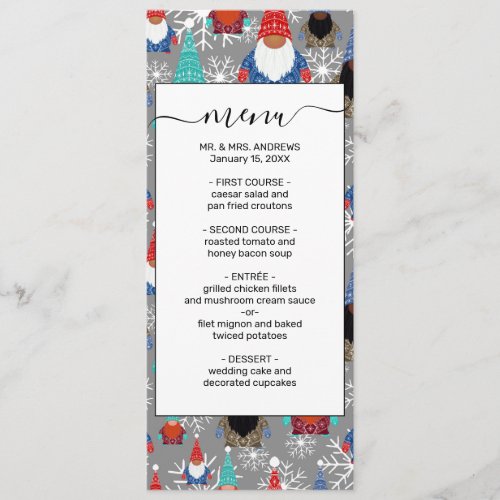 Gnome Snowflake Illustrations Christmas Pattern Menu