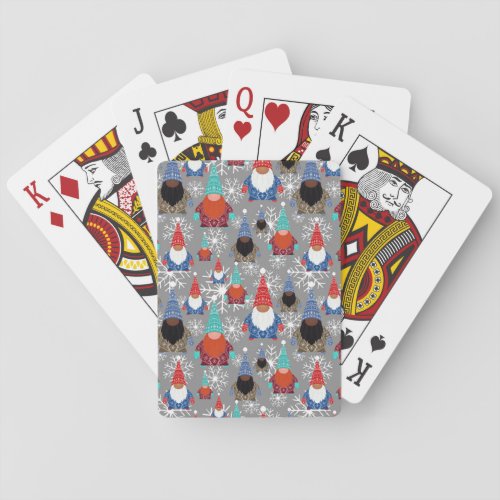 Gnome Snowflake Illustrations Christmas Pattern Playing Cards