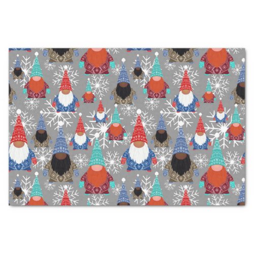 Gnome Snowflake Illustrations Christmas Pattern Tissue Paper