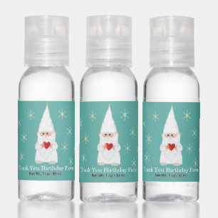Gnome & Snowflakes Thank You Birthday Favor Hand Sanitizer