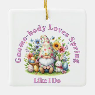 Gnome Spring  Ceramic Ornament