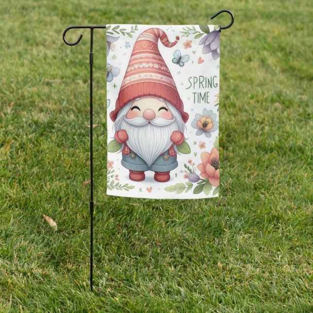 Gnome Spring Time Garden Flag (In SItu)