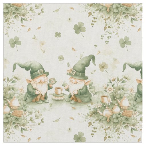 Gnome St. Patrick Irish Coffee Party Pattern Fabric