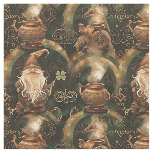 Gnome St. Patrick Pot And Rainbow Pattern Fabric