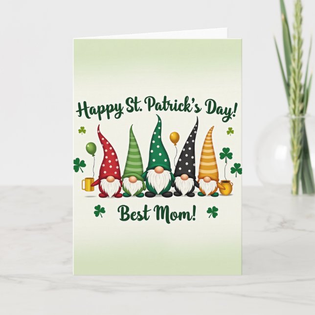 Gnome St Patricks Best Mom Texture Card (Front)