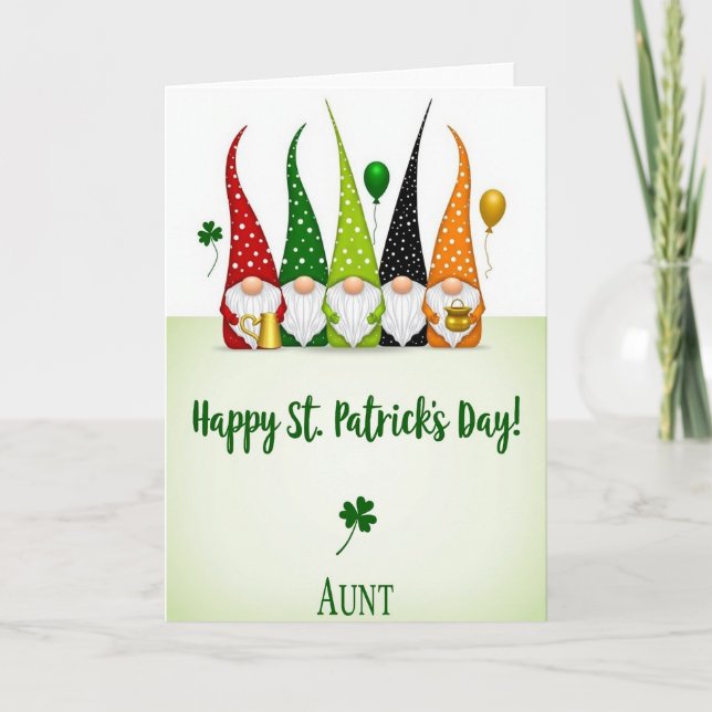 Gnome St Patricks Day Aunt Card (Front)