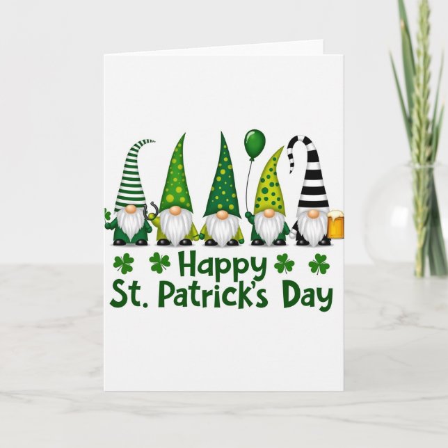 Gnome St Patricks Day Celebration Card (Front)