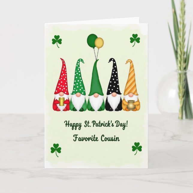 Gnome St Patricks Day Cousin Card (Front)
