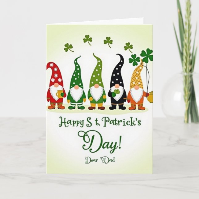 Gnome St Patricks Day Dear Dad Card (Front)
