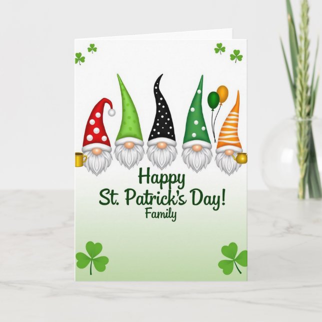 Gnome St Patricks Day Family Card (Front)