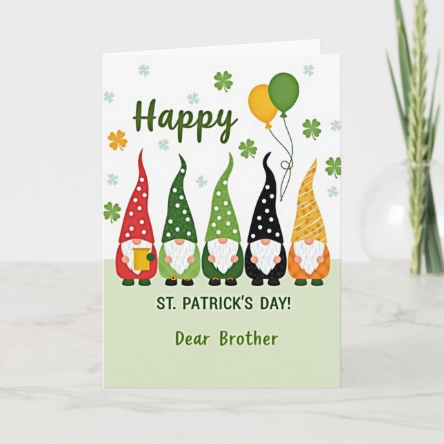 Gnome St Patricks Day Faux Gold Card (Front)
