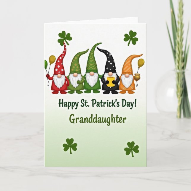Gnome St Patricks Day Granddaughter Card (Front)