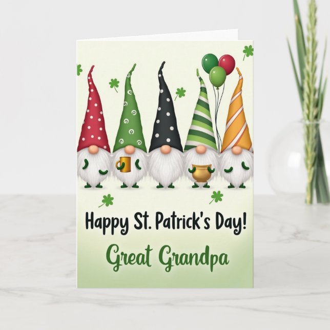 Gnome St Patricks Day Great Grandpa Card (Front)