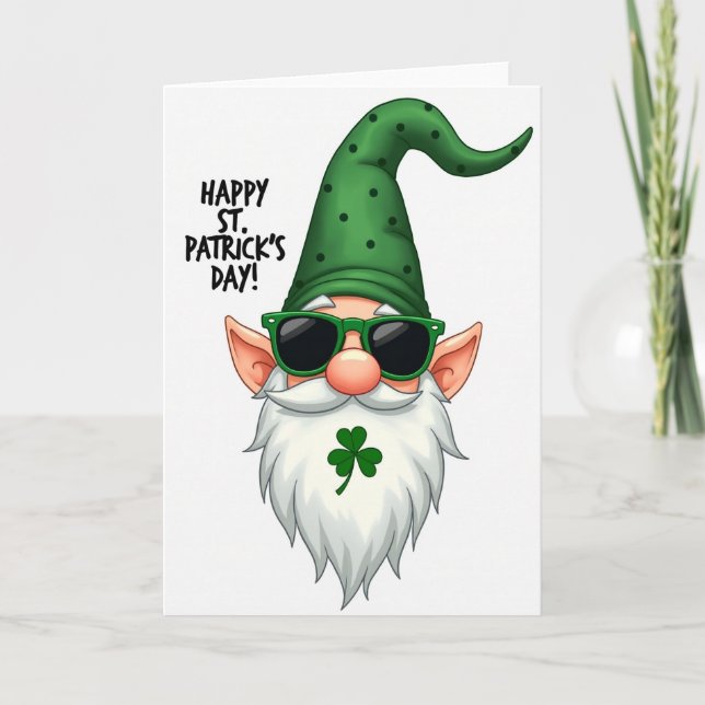 Gnome St Patricks Day Happy Card (Front)