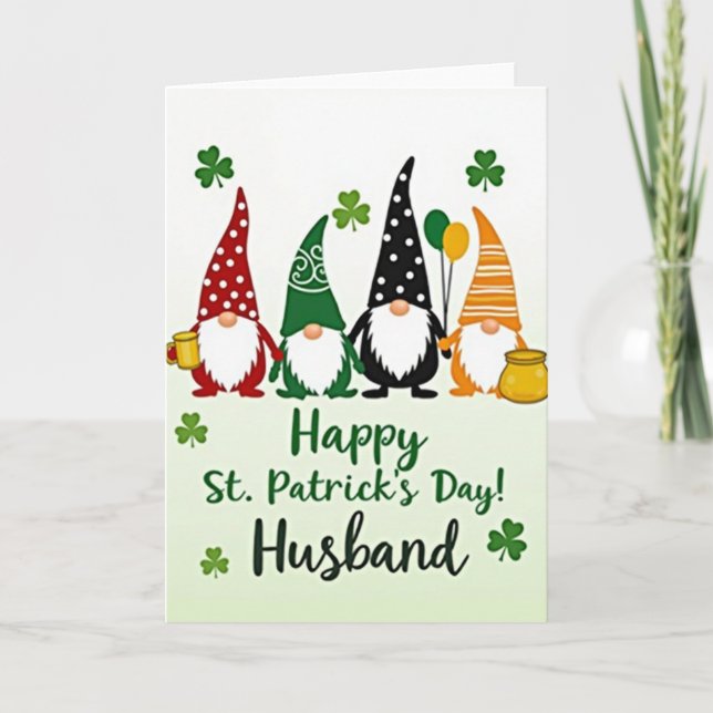 Gnome St Patricks Day Husband Card (Front)