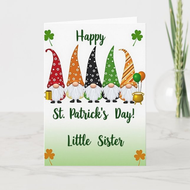 Gnome St Patricks Day Little Sister Card (Front)