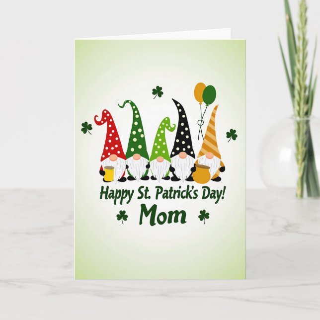 Gnome St Patricks Day Mom Card (Front)