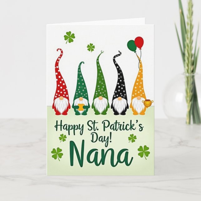 Gnome St Patricks Day Nana Card (Front)